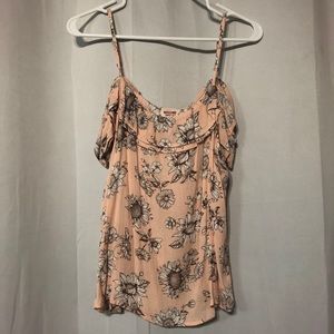 Spaghetti strap off the shoulder floral top